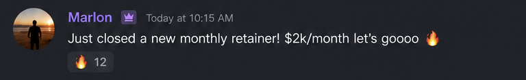 Community post: partner closed a new monthly retainer