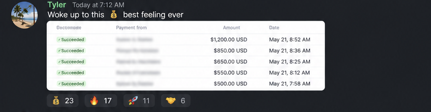 Community post: partner waking up to a run of successful payments
